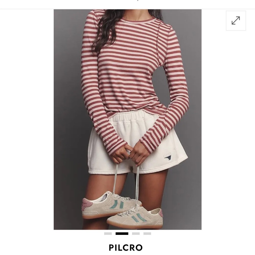 Anthropologie PILCRO The Teddy Tissue Tee Pink Mauve Clay Stripe Sz XS